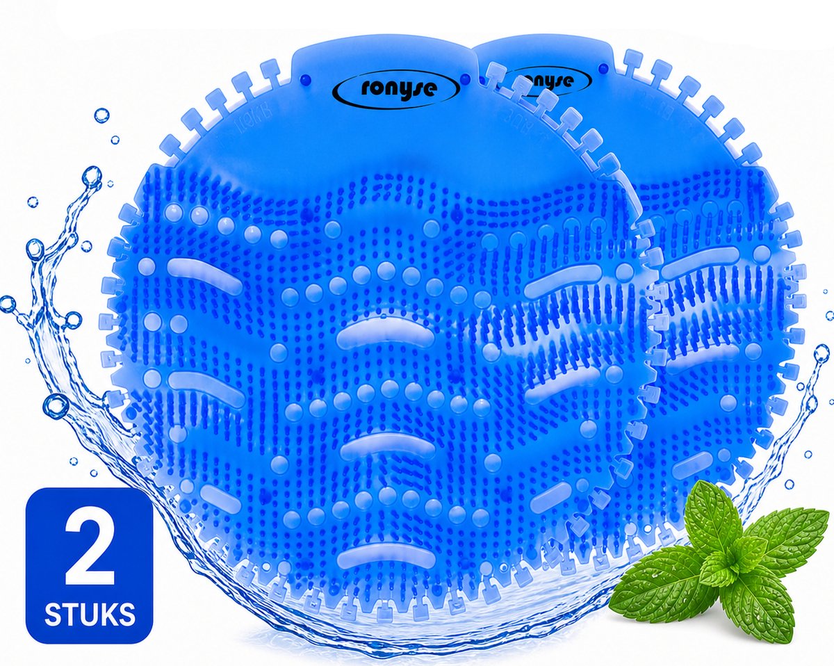 Urinoir Matten - Urine Mat - 2 Stuks - Blauw - Anti spat mat WC - Toilet Mat - Duo verpakking - Frisse geur - Anti Splash Mat - Wc Rooster - Urinoir Rooster