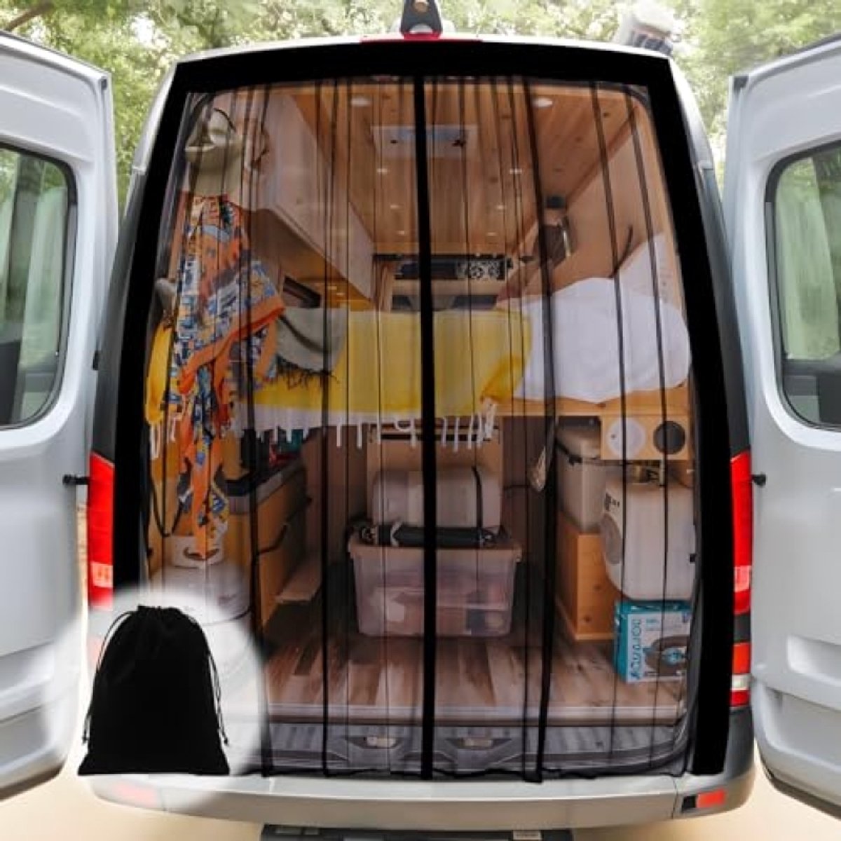 PromoHome Universele Magnetische Vliegenhor voor Auto - 155 x 150 cm - Muggennet voor Zijdeur/Kofferbak - Insectenhor Camper - Ventilatienet
