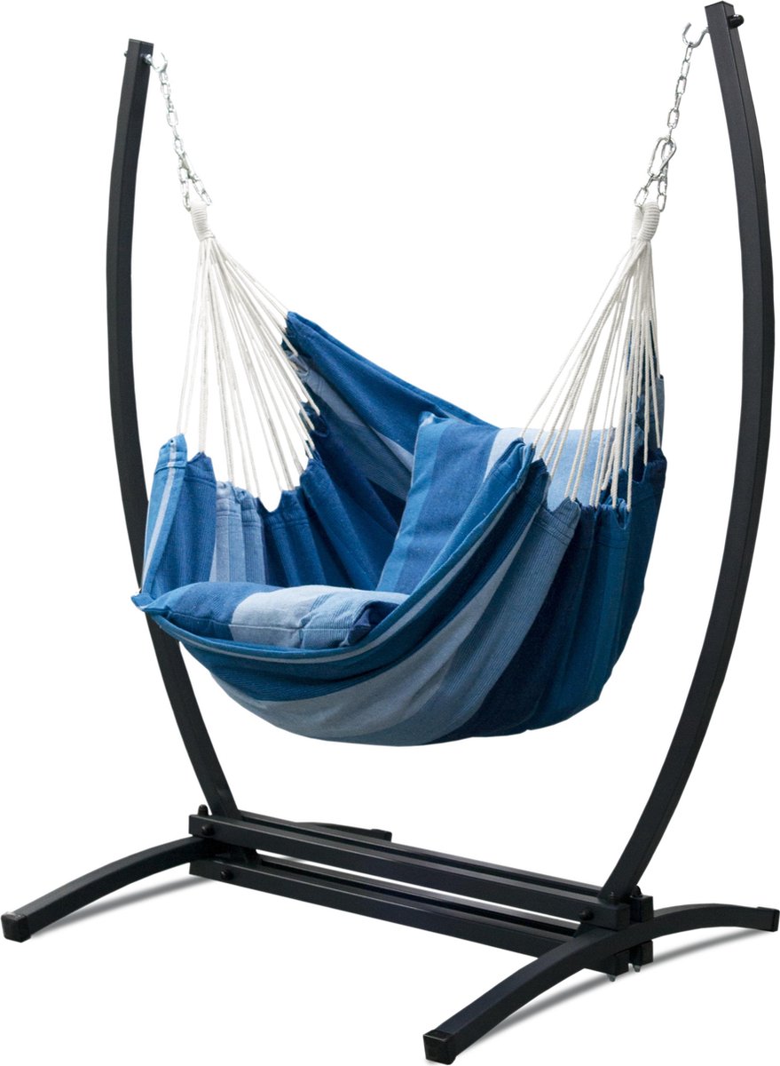 Potenza Gazela - Hangstoel met standaard-hangstoel met kussens blauw-frame  metaal grafiet | bol.com