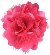 Alligatorknip, haarknip, haarspeld met satijn/organza bloem (ca. 4cm) meisje, peuter, feest, kerst, verjaardag fuchsia  - gratis verzending