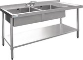Vogue RVS spoeltafel 2 spoelbakken links 150x60cm