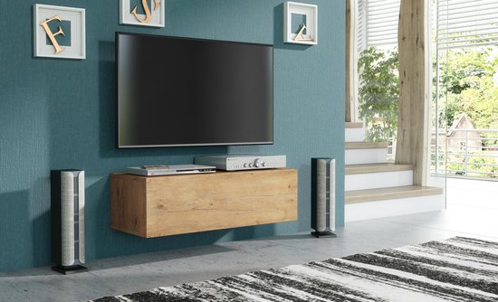 Pro-meubels - Zwevend Tv-meubel - Tv kast - Tunis - Eiken - 100cm