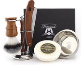 Compleet Shaving Set In Hout & Metaal. Cadeau voor Hem (Wooden Shaving Set)