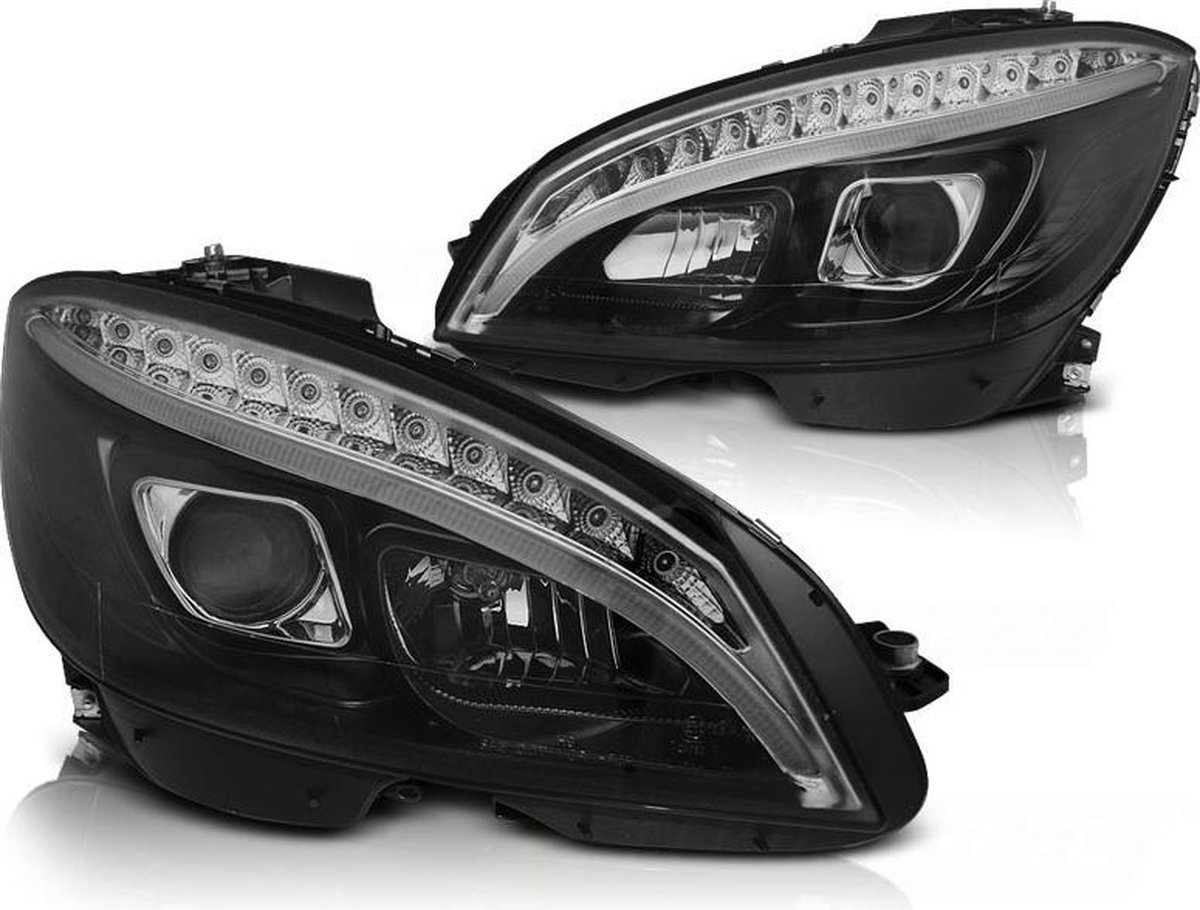 Koplampen met parkeerlicht MERCEDES W204 07-10 ZWART H7