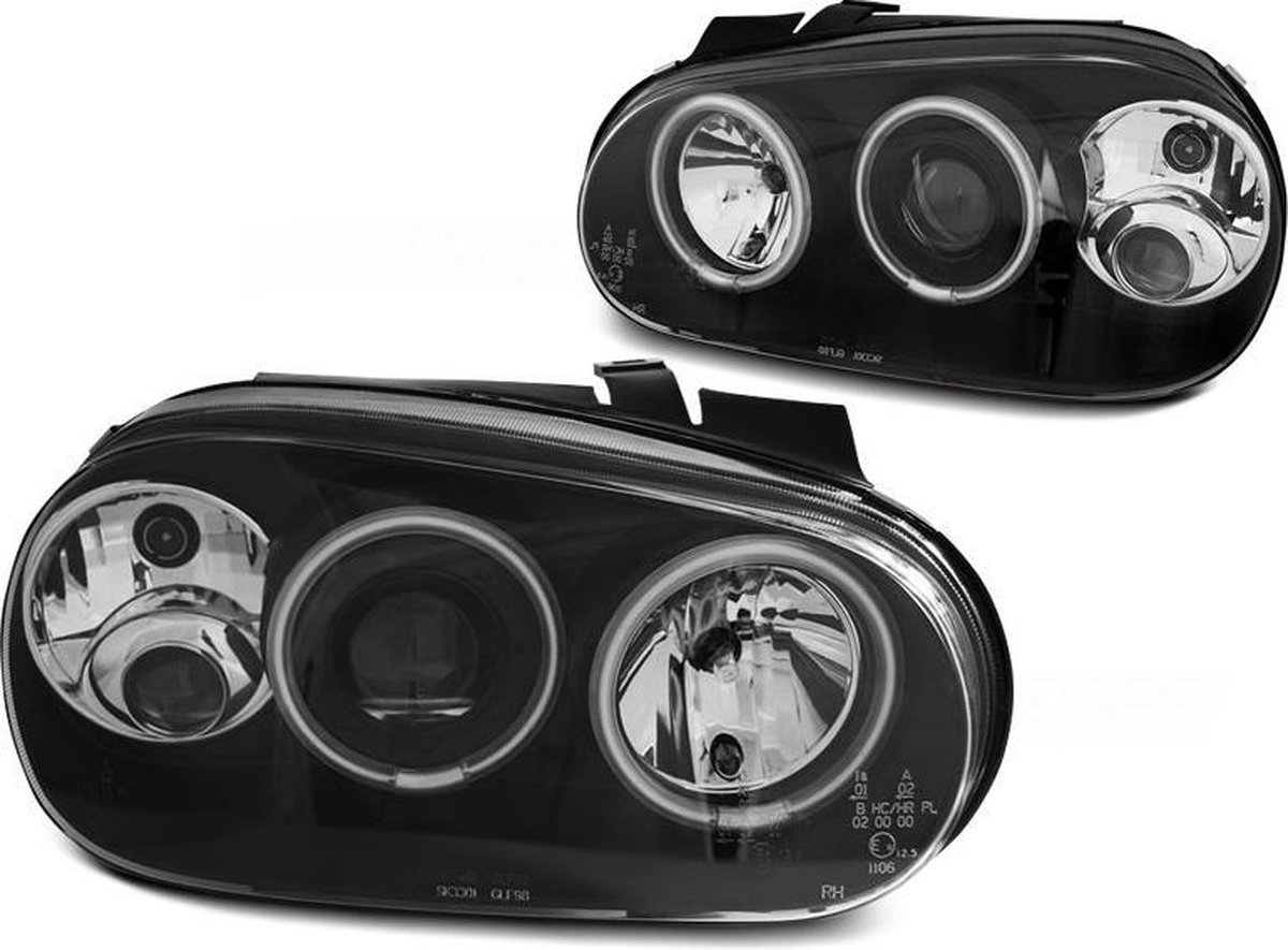 Koplampen dual halo rims VW GOLF 4 09 97-09 03 ANGEL EYES CCFL ZWART