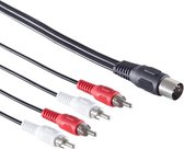 DIN 5-pins - 2x Tulp stereo 2RCA audiokabel (recorder - recorder) / zwart - 1,5 meter