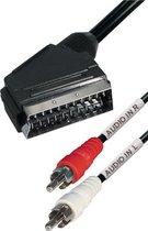 Transmedia Scart (m) naar Tulp stereo 2x RCA (m) audio kabel / zwart - 5 meter