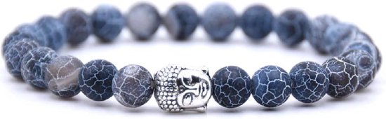 Bracelet Mala En Natuursteen - Pierres Bleues - Bouddha / Bouddha - 20 cm - Rhylane®