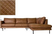 Loungebank Daisy chaise longue rechts - leer Colorado cognac 03 - 2,62 x 2,26 mtr breed