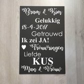 Sierkussen Kussen met eigen tekst bedrukt cadeau | zwart met wit opdruk met vulling| 50x50 cm | verjaardag man vrouw huwelijk valentijn bruiloft vriend partner samenwonen samenlevingscontract