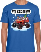 Fout Kerst shirt / t-shirt - Santa op monstertruck / truck - vol gas ouwe blauw voor heren - kerstkleding / kerst outfit 2XL (56)