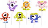 Halloween Monsters / Aliens |24 stuks|cupcake - cupcake decoratie - cupcake versiering - cupcake toppers - taart decoratie - taartversiering