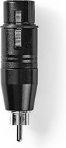 Nedis XLR-Adapter | XLR 3-Pins Female | RCA Male | Vernikkeld | Recht | Metaal | Zwart | 1 Stuks | Polybag