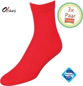 Sokken Dames | 3 Paar Damessokken rood | Rode damessokken | Anti-bacterieel door Zwitserse Sanitized® | Maat 39-41