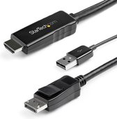StarTech.com 2m (6ft) HDMI to DisplayPort Cable 4K 30Hz - Active HDMI 1.4 to DP 1.2 Adapter Converter Cable with Audio - USB Powered - Mac & Windows - HDMI Laptop to DP Monitor - Male/Male (H