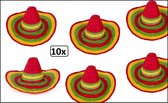 10x Sombrero Carnaval multicolor - mexico carnaval mexicaan thema party hoed hoofddeksel