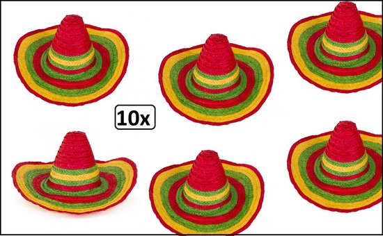 10x Sombrero Carnival Multicolor - Mexique Carnaval Fête À Thème Mexicain  Chapeau... | bol.com