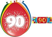 Ballonnen 90 jaar van 30 cm 16 stuks + gratis sticker