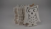 Figuren - Wooden Owl 10x10cm 10pc White