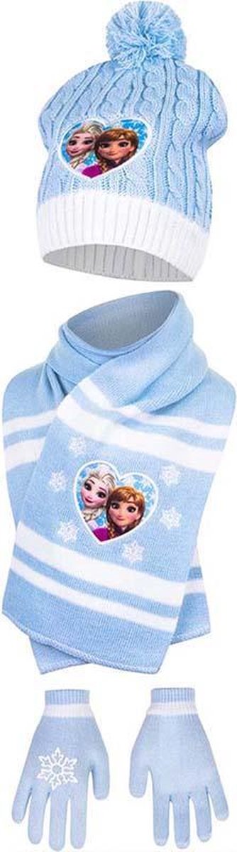 Frozen blauw winterset; muts, handschoenen, sjaal maat 104/116- 4/5/6 jaar  | bol.com