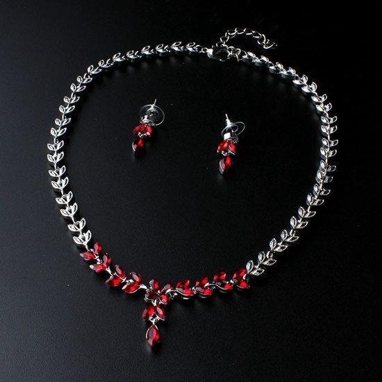 blaas gat mini hoog Choker Rode kristallen sieraden set | bol.com