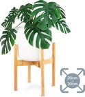 LifeGoods Bamboe Uitschuifbare Plant Houder - Krukje en Tafel voor Bloem Potten van 20 cm tot 30 cm - Bamboo - Hout