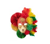 Decoratie masker rood/geel/groen 40 x 40 cm