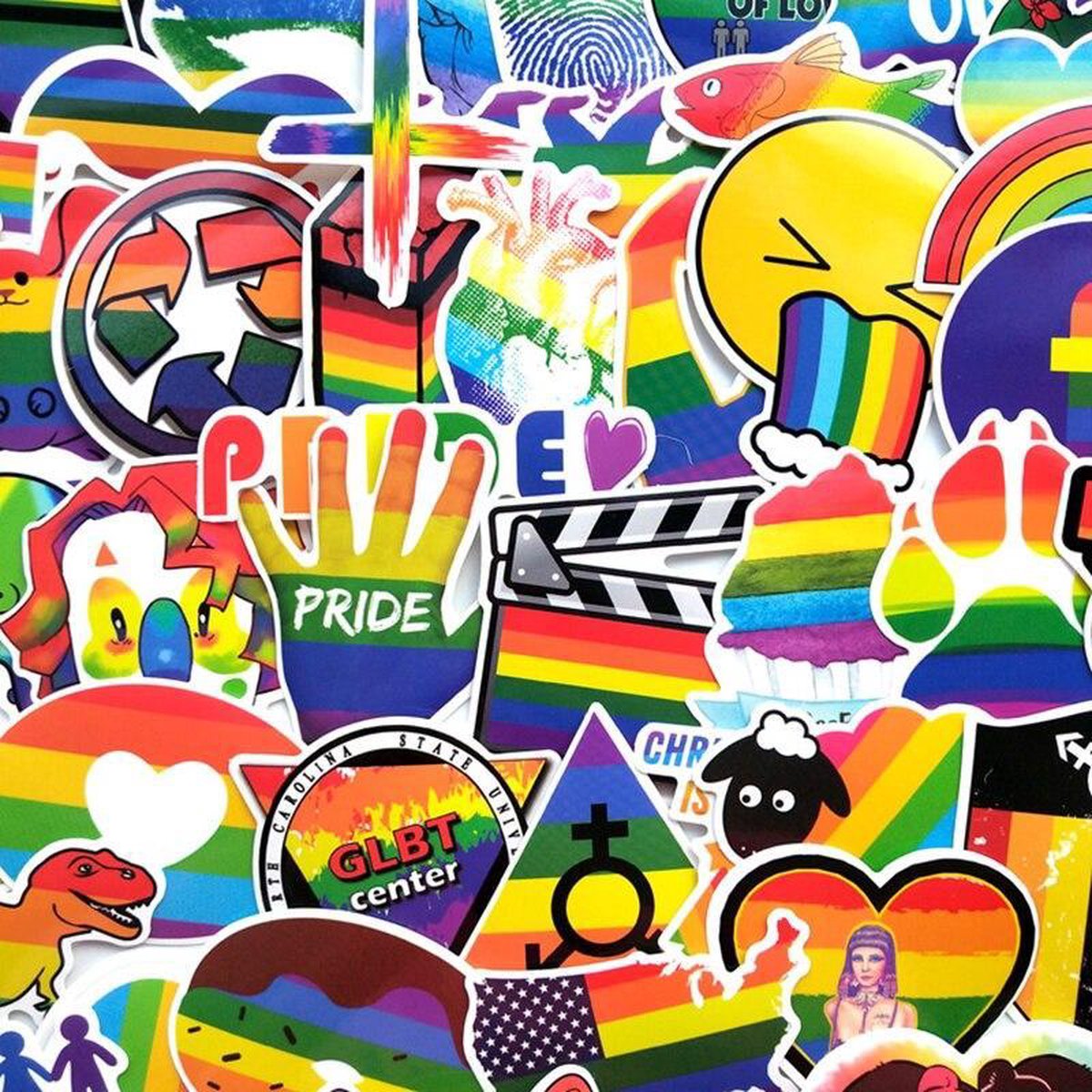 100 Regenboogpridelgbtqgay Stickers Voor Laptop Muur Fiets Etc 8719