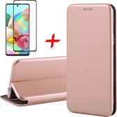 Samsung A71 Hoesje en Samsung A71 Screenprotector - Samsung Galaxy A71 Hoesje Book Case Wallet + Screenprotector Full - Roségoud