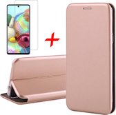 Samsung A71 Hoesje en Samsung A71 Screenprotector - Samsung Galaxy A71 Hoesje Book Case Wallet + Screenprotector - Roségoud