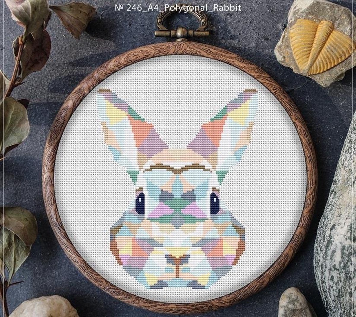 BORDUURPAKKET Mandala - POLYGONAAL KONIJN - telpatroon om zelf te borduren - geschikt voor beginners