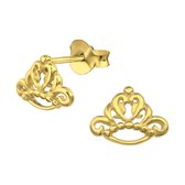 Joy|S - Zilveren kroon oorbellen 9 x 7 mm 14k goudplating