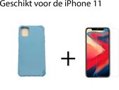 Apple iPhone 11 Schockproof Case Blauw Met liquid sillicone coating +  Screenprotector