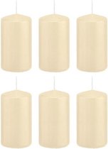 6x Cremewitte cilinderkaarsen/stompkaarsen 5 x 10 cm 23 branduren - Geurloze kaarsen - Woondecoraties