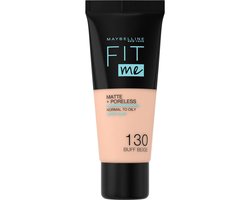 Maybelline New York - Fit Me Matte + Poreless Foundation - 130 Buff Beige - Medium Dekkende Foundation met Matte Finish voor de Normale tot Vette Huid - 30 ml