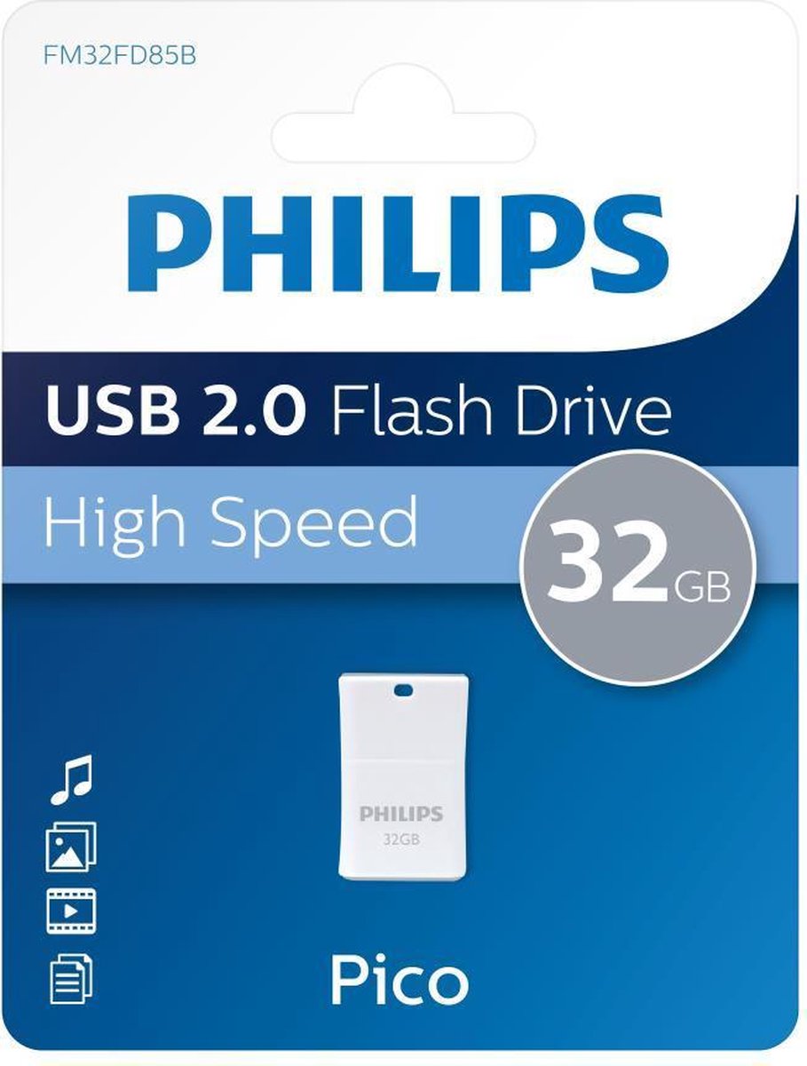 Philips USB stick 2.0 32GB - Pico - Grijs - FM32FD85B