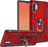 Samsung Galaxy Note 10 Plus Hoesje - Anti-Shock Hybrid Armor met Kickstand Ring - Rood