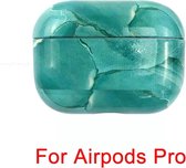 AirPods Marmer case Cover - Beschermhoes - Turqoise - Geschikt voor Apple AirPods PRO