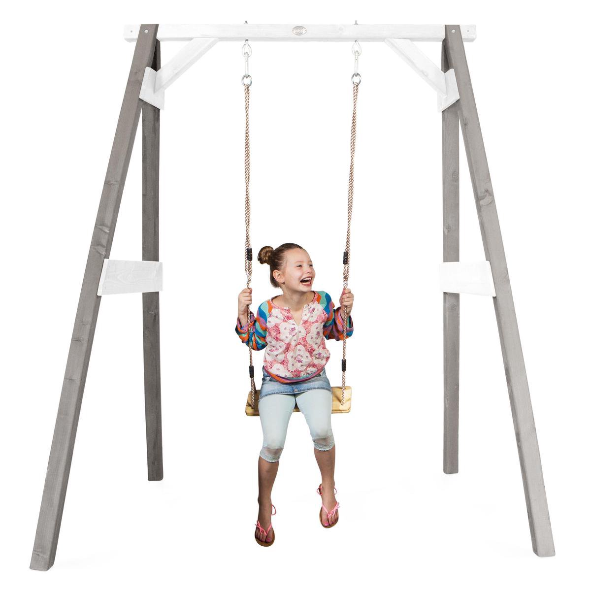AXI Enkele Houten Schommel in Grijs/Wit - FSC hout - Vrijstaande schommelset voor kinderen met houten schommelzitje - Schommelset voor kinderen - 10 jaar Garantie! — afbeelding 7