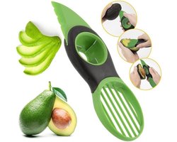 Avocadosnijder - 3-in-1 Avocado snijder en ontpitter - Eenvoudige avocado tool - Groen & zwart avocado mes