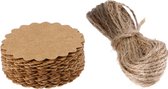 50 cadeaulabels kraftpapier / karton - Rond - 6 cm x 6 cm - tags - cadeau versiering - label rond - Label Met Touw