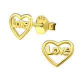 Joy|S - Zilveren hartje love oorbellen 7 mm 14k goudplating