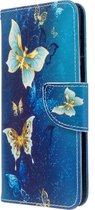 Goud blauw vlinder agenda wallet book case hoesje Telefoonhoesje geschikt voor Samsung Galaxy S20