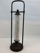 Thermometer -roest - Bruin Metaal - 11,5 x 12,5 x 44 cm - Landelijke thermometer
