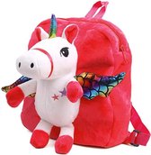 Kinderrugzak met 3D zacht pluche - lekker zacht en praktisch cadeau | Schattige schooltas | ook leuk als luieretui of Lunch tas|Unicorn Rood