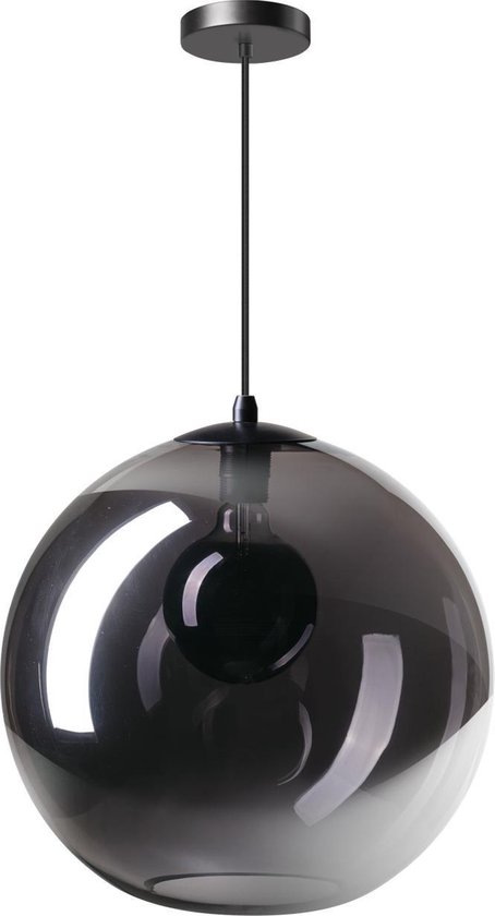 Besparing Sluimeren wenselijk ETH Hanglamp Orb 40cm Smoke Glas / Zwart | bol.com