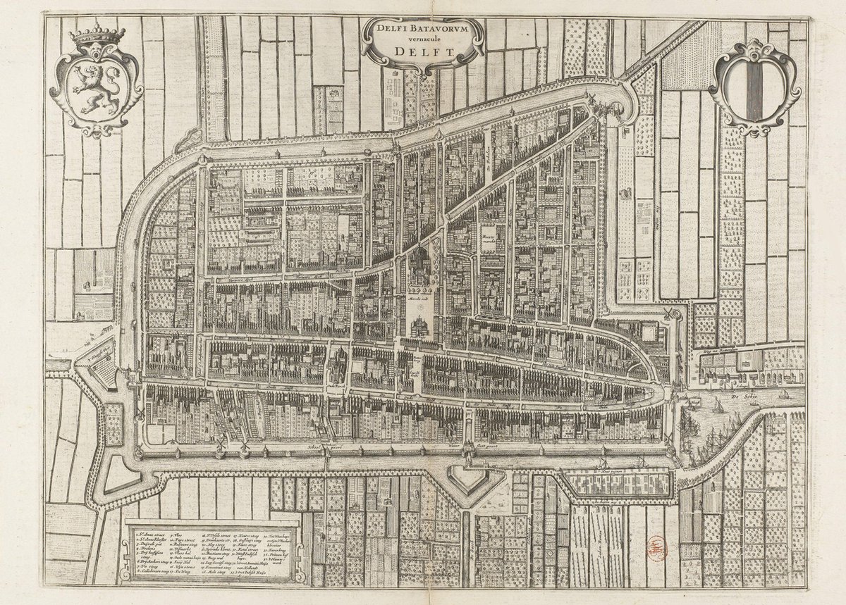Esque Poster Historische Oude kaart Delft 1652 Stadsplattegrond - Large 50x70 - Antieke Plattegrond Losse Poster