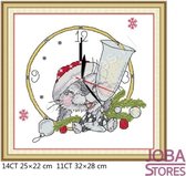Borduur Pakket "JobaStores®" Kerst Konijn 14CT voorbedrukt (25x22cm)