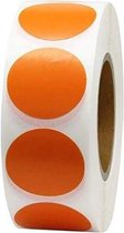 500 oranje stickers op rol - prijsstickers 2.5 cm