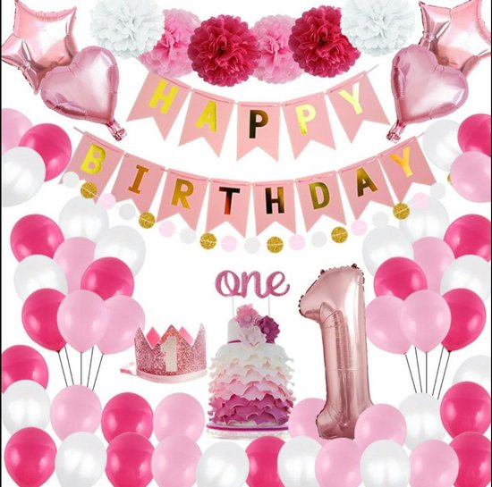 Wonderbaar bol.com | 1 Jaar verjaardag thema XL pakket roze NW-48